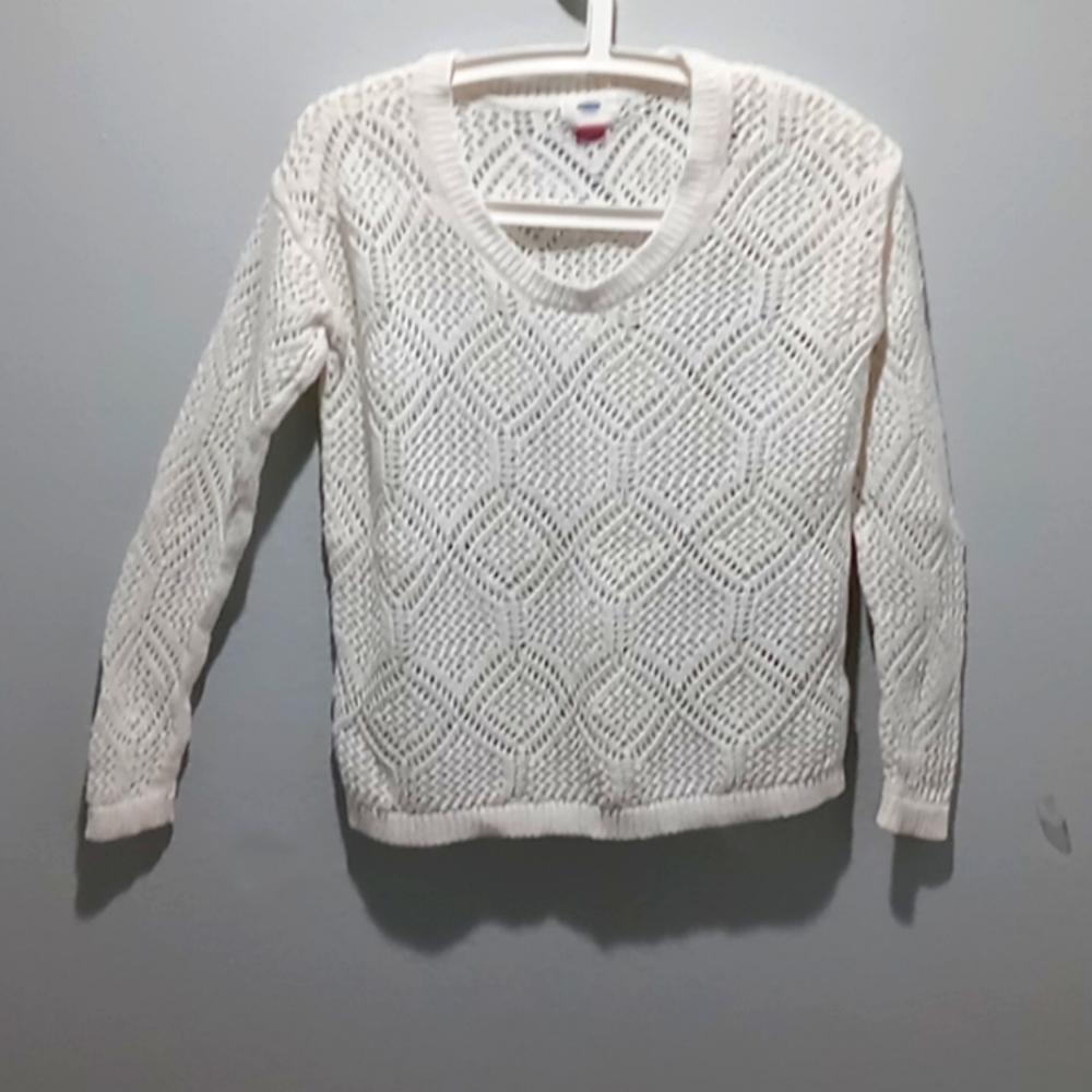 Old Navy crocheted white sweater, size S